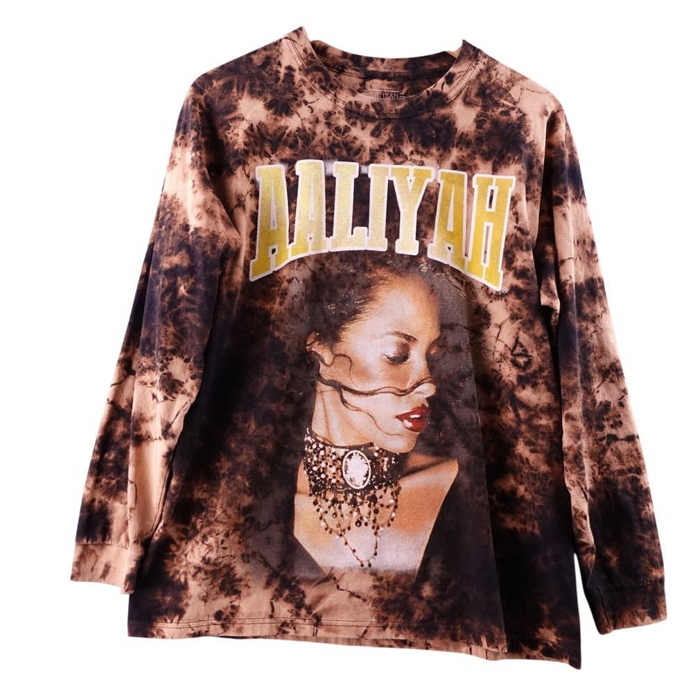 Aaliyah‎ Graphic Tie Dye Long Sleeve T Shirt Womens Large Y2K Stretch
